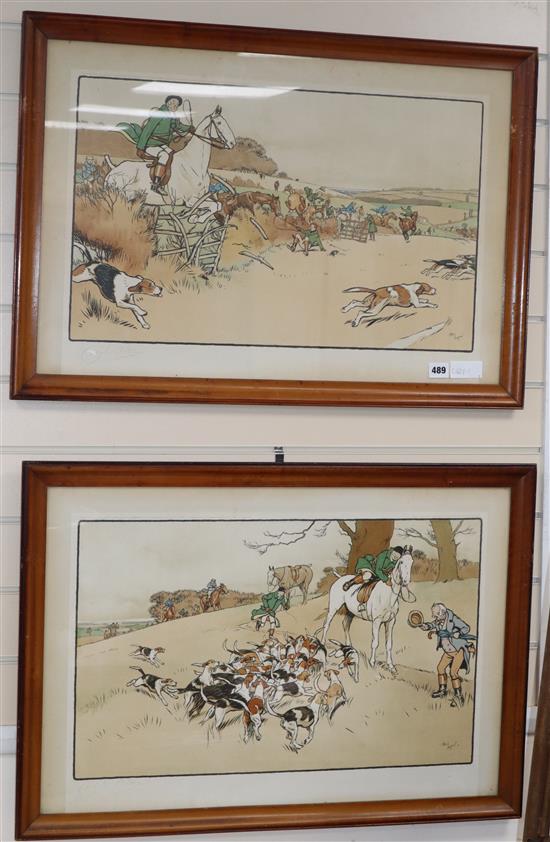 Cecil Aldin, pair of colour prints, Hunting scenes, 44 x 63cm